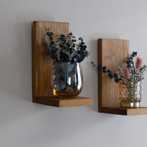 Small Wood Wall Hanging Shelf: Rustic Plant Decor